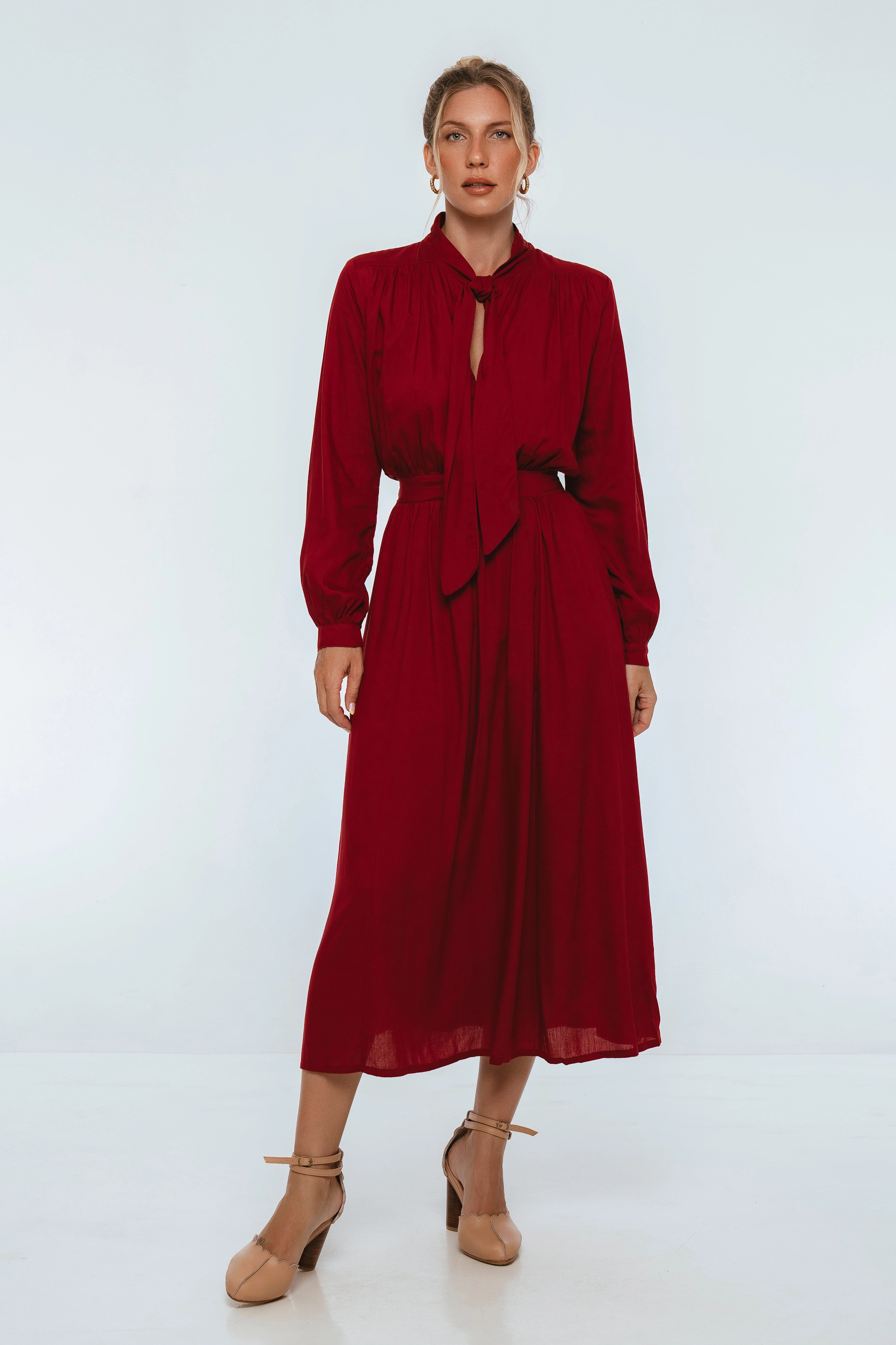 Evelina Long Sleeve Midi Dress Sharp Look