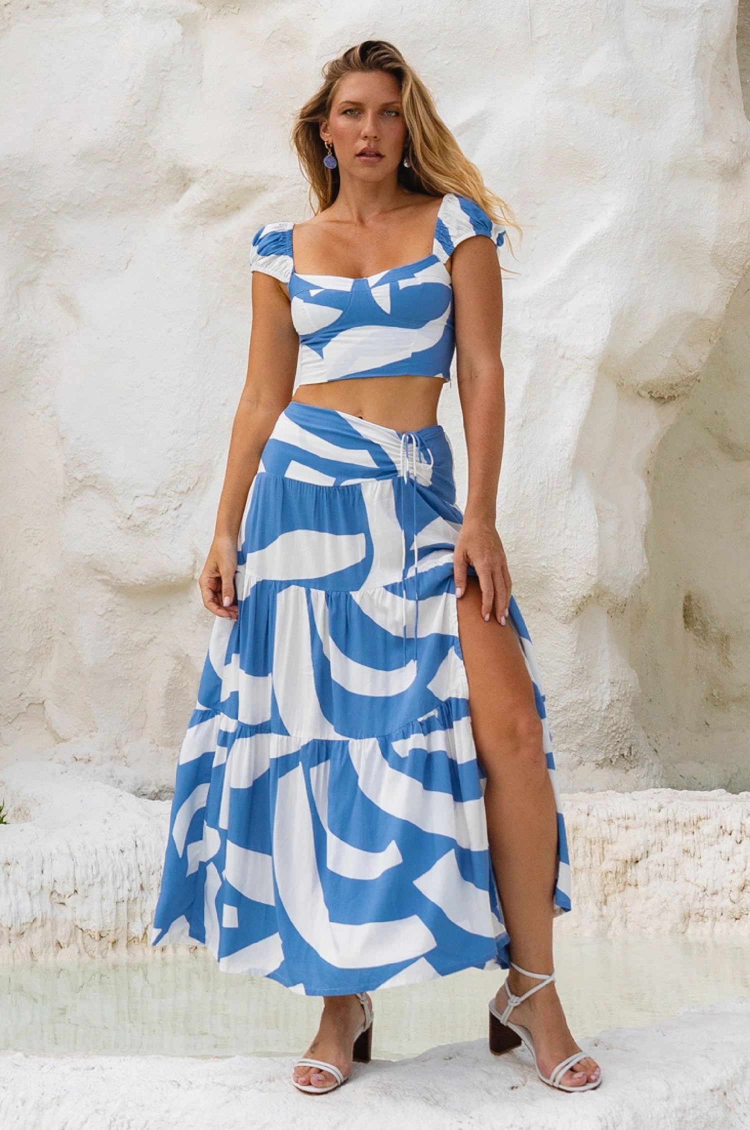 Fresh Texture Comfortable Waist Design Tropicana Maxi Skirt (Sale)