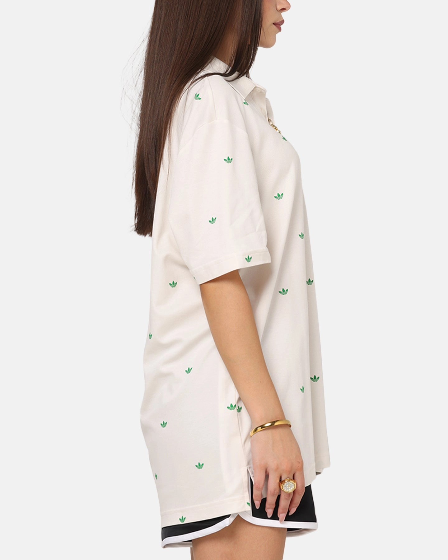 Variable Tension Adjustment NonRestrictiveSilhouette Adidas Originals Printed Trefoil Polo T-Shirt Chalk White