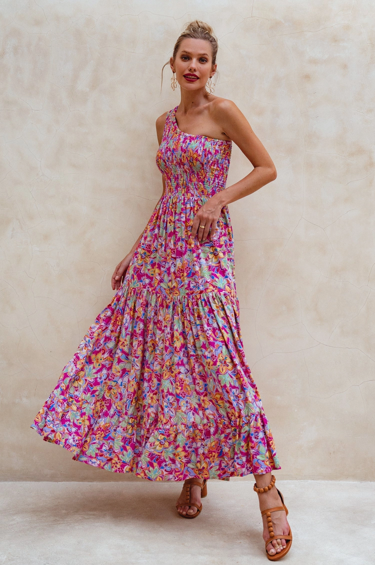 Soft-touch Cassandra One Shoulder Maxi Dress