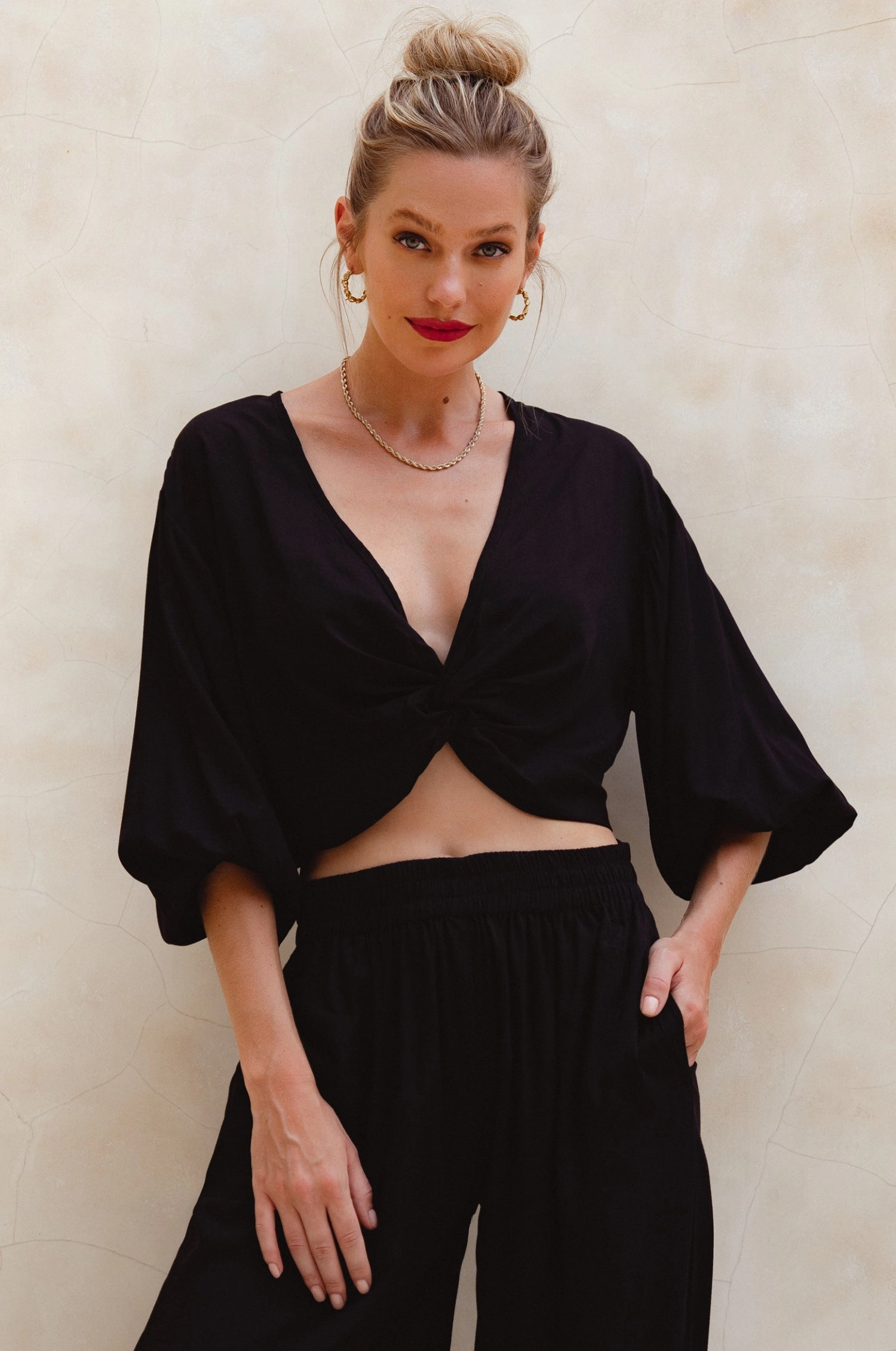 Sophisticated Edge Soft Feel Fatima Cropped Summer Top (Sale)