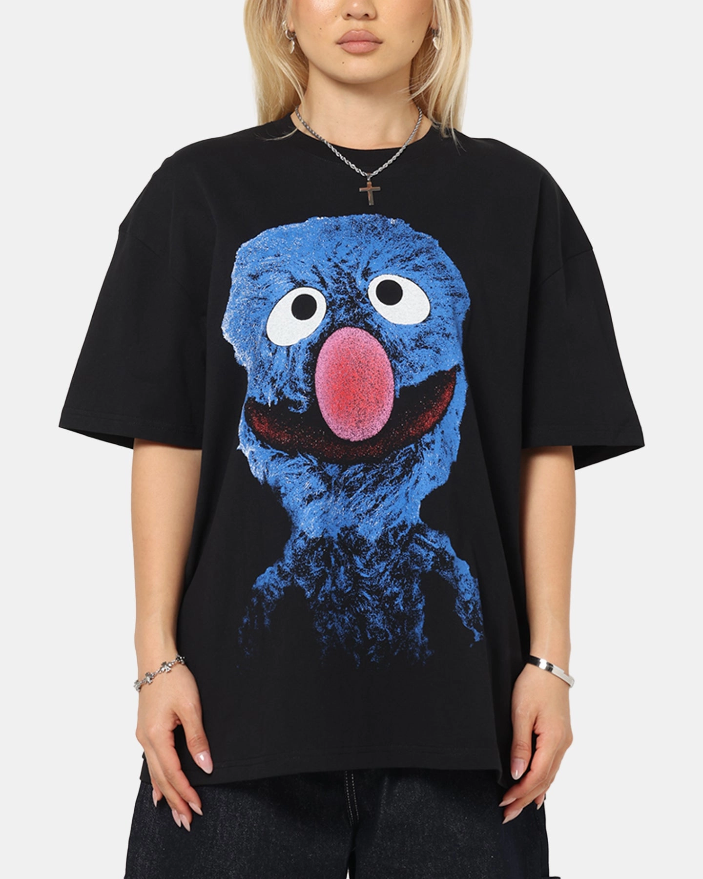 NonIrritating Seams Multi Directional Mobility American Thrift X Sesame Street Grover Grail Heavy T-Shirt Black
