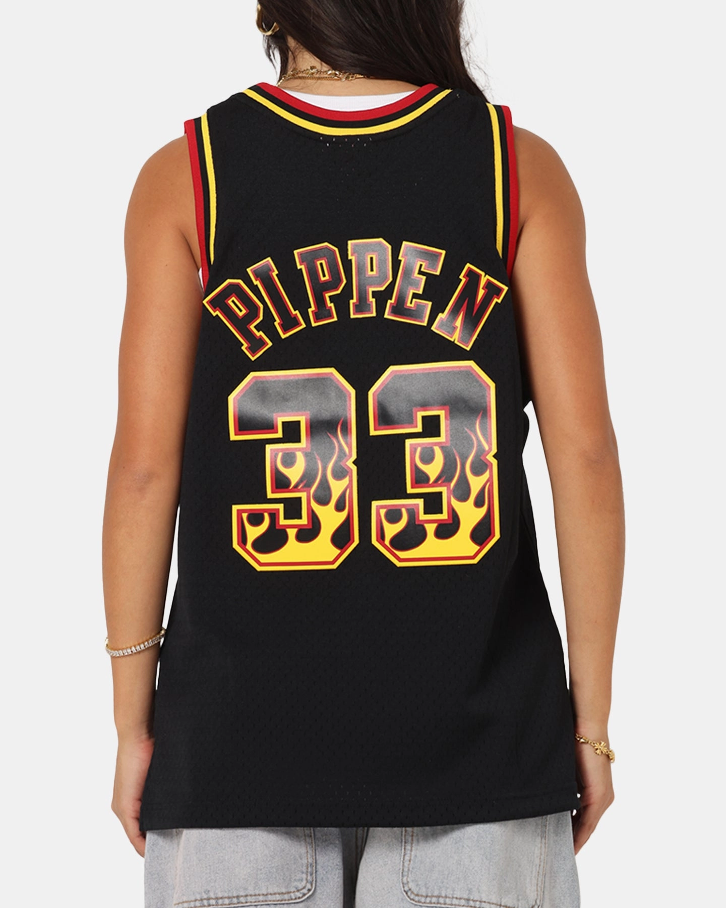 Soft Brushed Lining Reinforced Elbow Patches Mitchell & Ness Chicago Bulls Scottie Pippen Legends Jersey Black/Grey