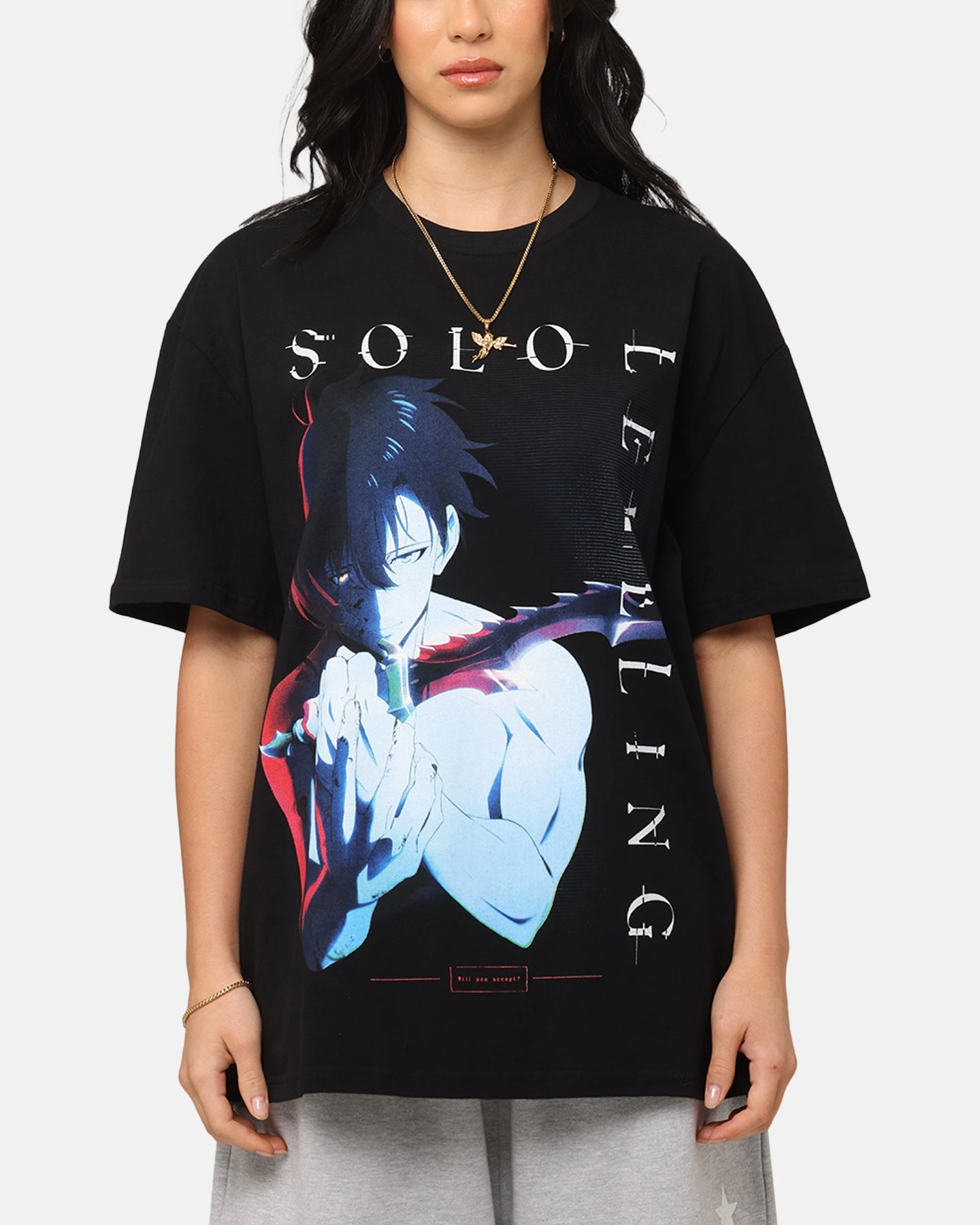 FlexibleRibbedTrims Goat Crew X Solo Leveling Solo Leveling Heavy T-Shirt Black