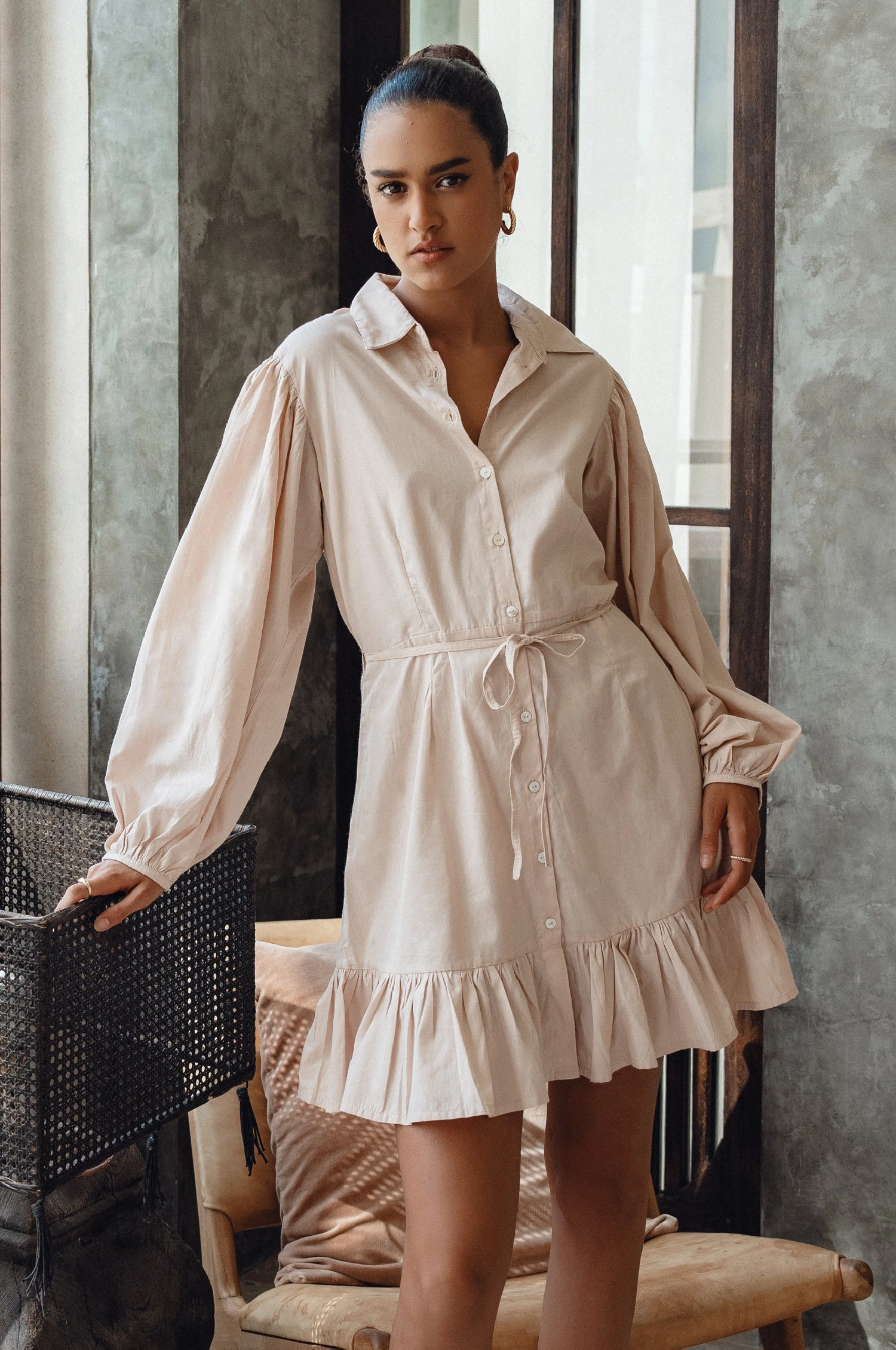 Malina Button Down Cotton Mini Dress (Sale) Travel Option Body Flow