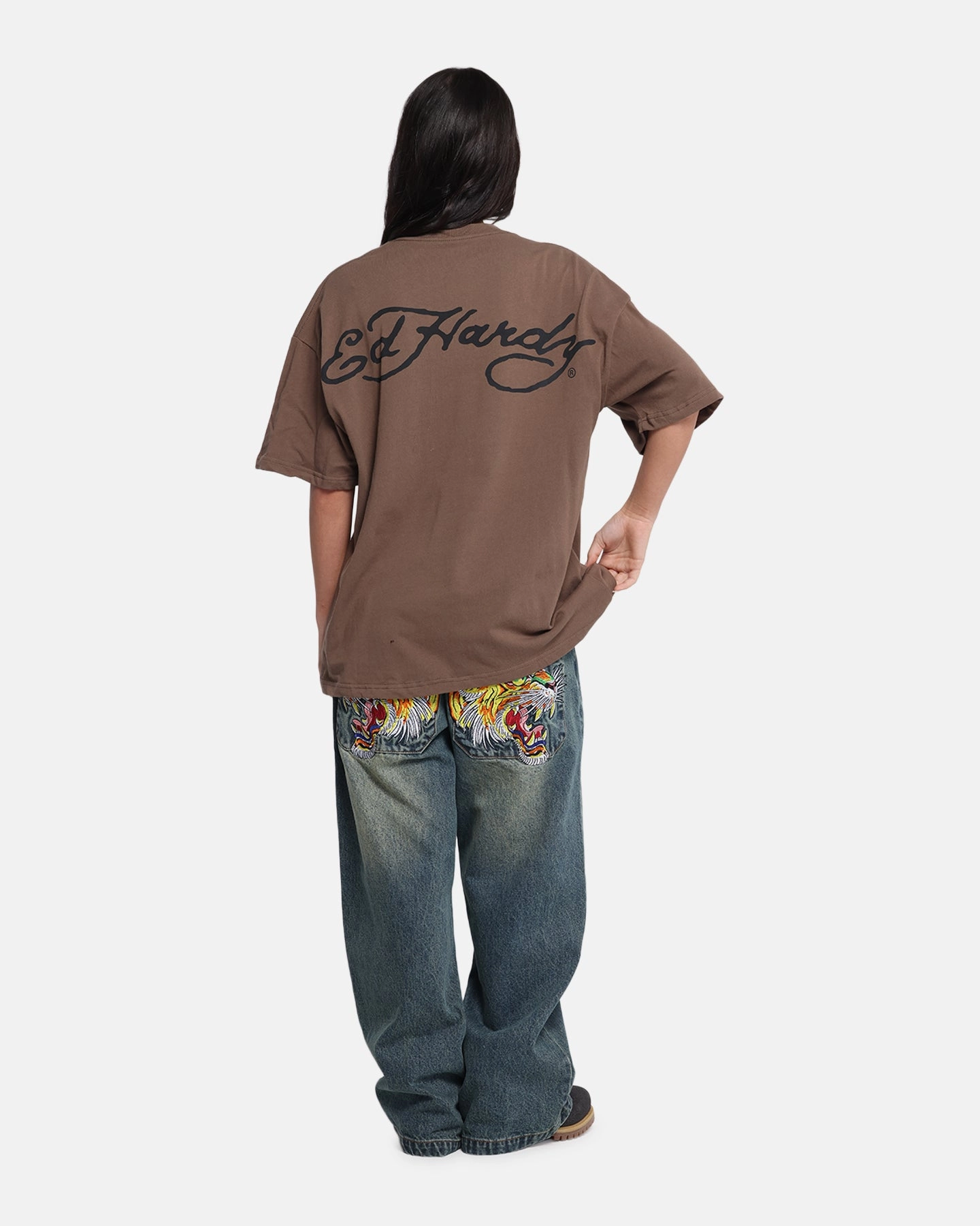 Ed Hardy Eagle T-Shirt Brown Recycled Polyester Material