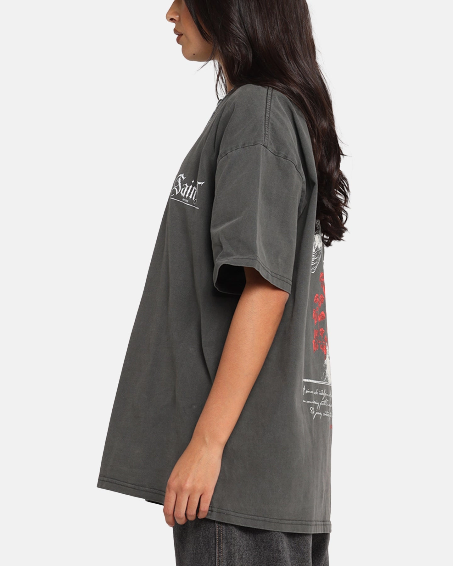 Bonded Hemline Saint Morta Candle Lit Boxy T-Shirt Black Wash