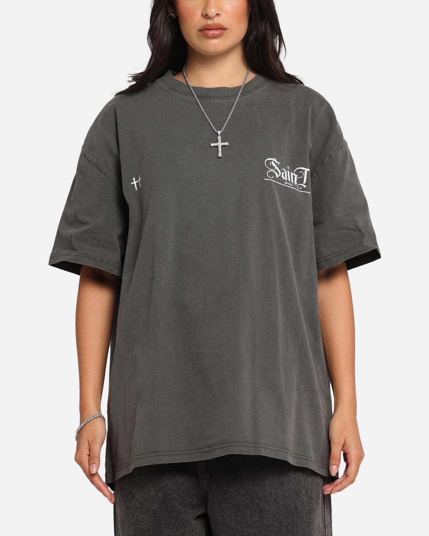 Saint Morta Candle Lit Boxy T-Shirt Black Wash Sporty Tee