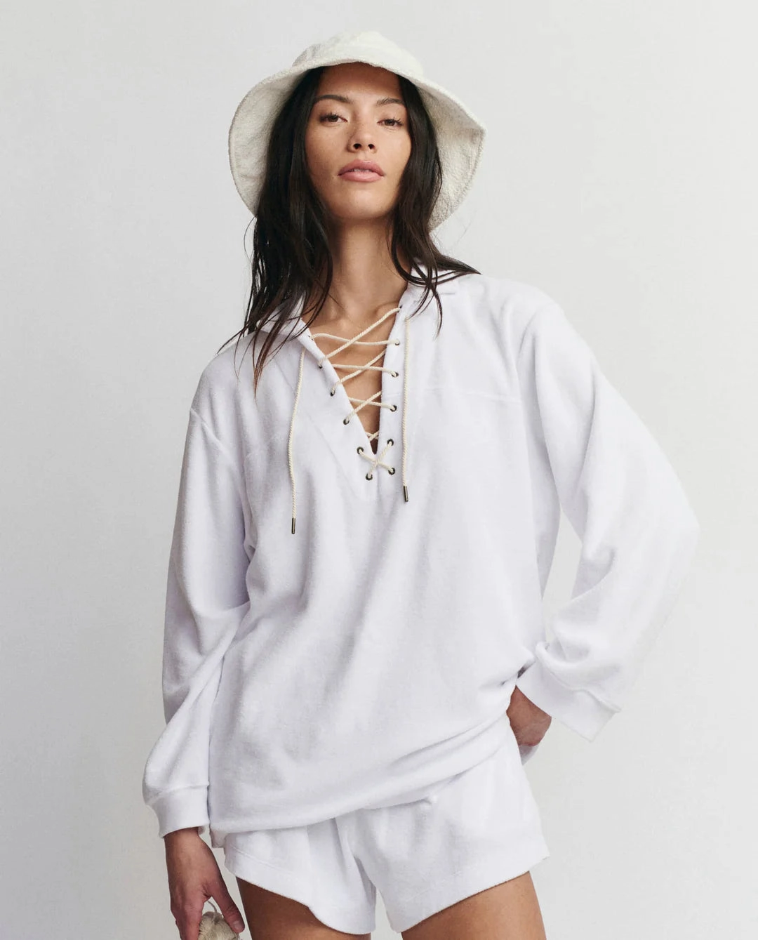 The Micro Terry Lace Up Tunic Eco Friendly Material