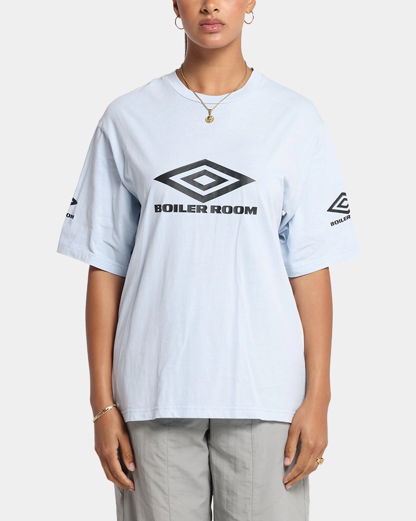 Boiler Room X Umbro Washed T-Shirt Blue Fashionable Fit