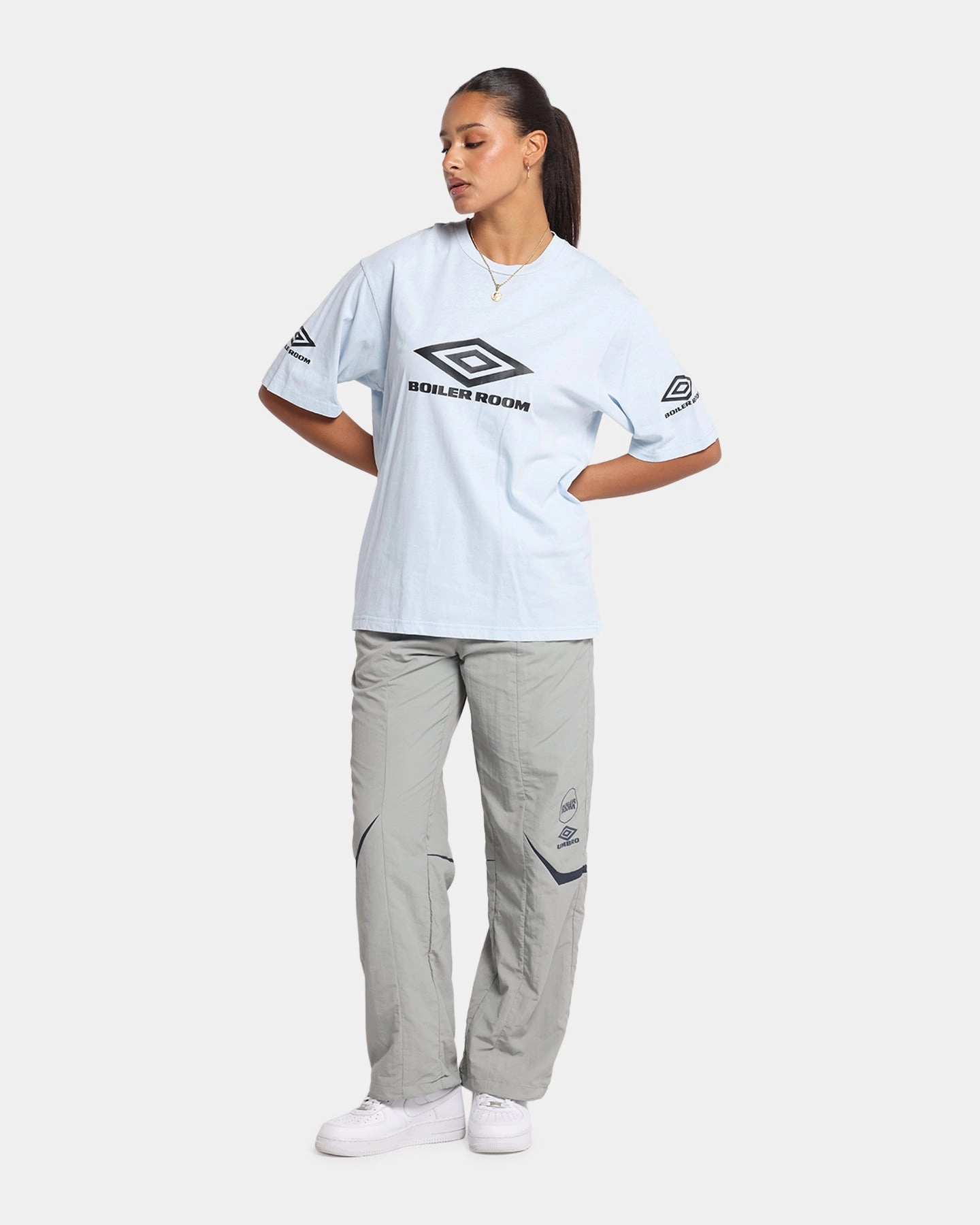 Boiler Room X Umbro Washed T-Shirt Blue BreathableMeshInsert SweatWicking Fabric