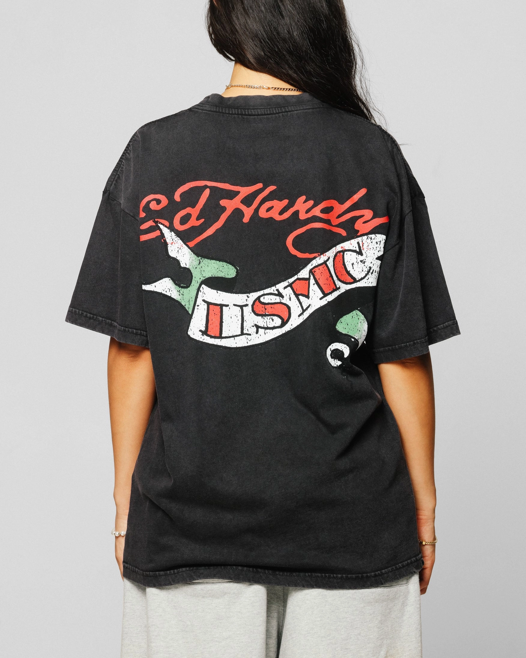 RaglanSleeve Ed Hardy Born To Lose T-Shirt Black Acidwash