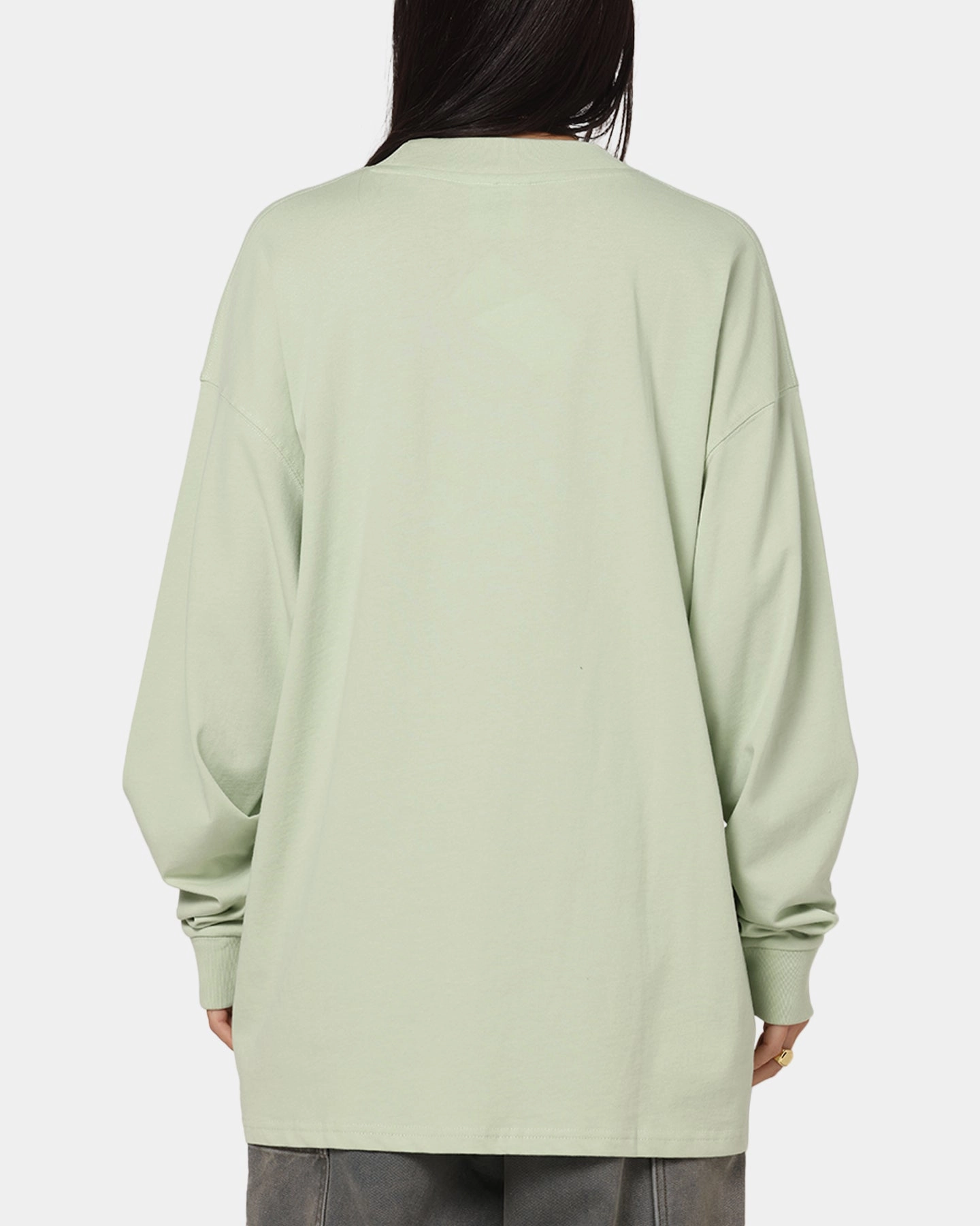 Carre Global Oversized Long Sleeve T-Shirt Sage Two Tone Weave VersatileNeckline