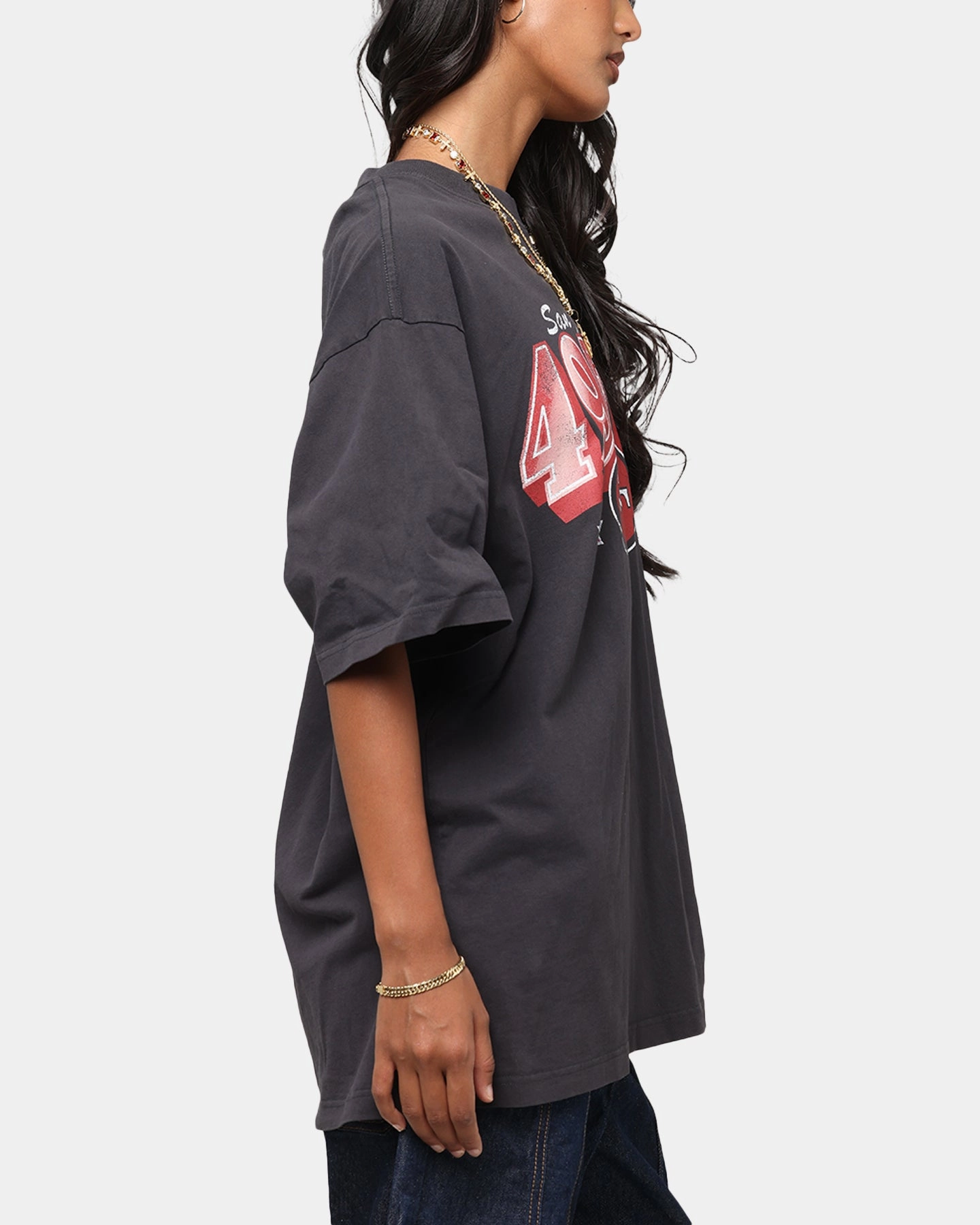 Reflective Detailing Cold Weather Mitchell & Ness San Francisco 49ers Arch T-Shirt Faded Black