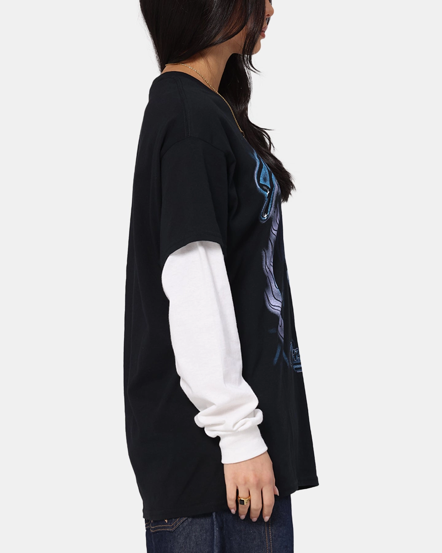 Hypoallergenic fabric Versatile Base Layer Goat Crew Disney Fantasia Chernabog Airbrush T-Shirt Black