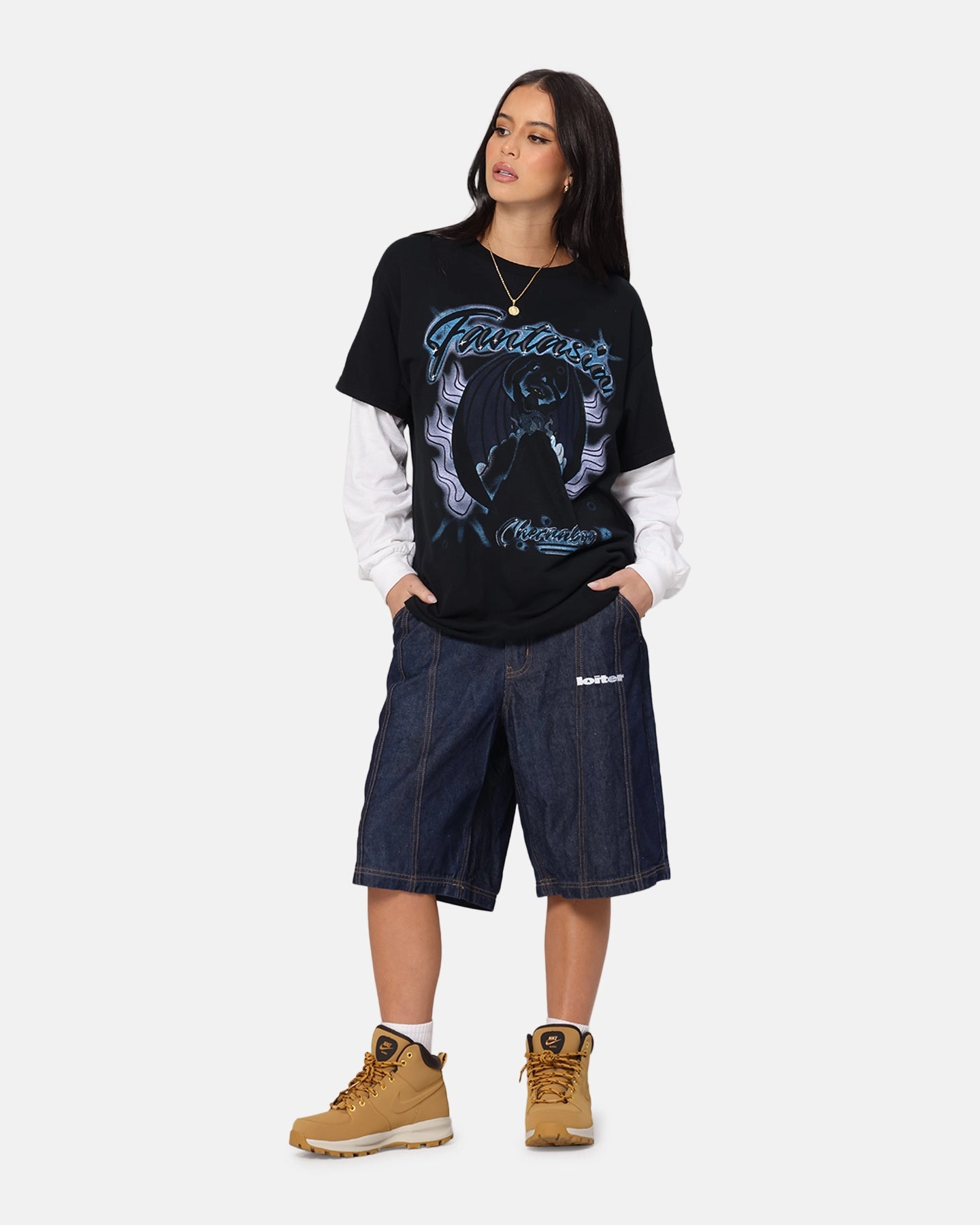 Activewear Top Goat Crew Disney Fantasia Chernabog Airbrush T-Shirt Black