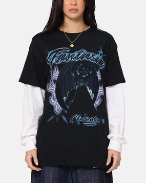 Wrinkle Resistant Texture Workout Apparel Goat Crew Disney Fantasia Chernabog Airbrush T-Shirt Black