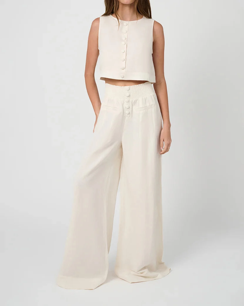 Boxy Linen Boatneck Top Drop Shoulder Cut