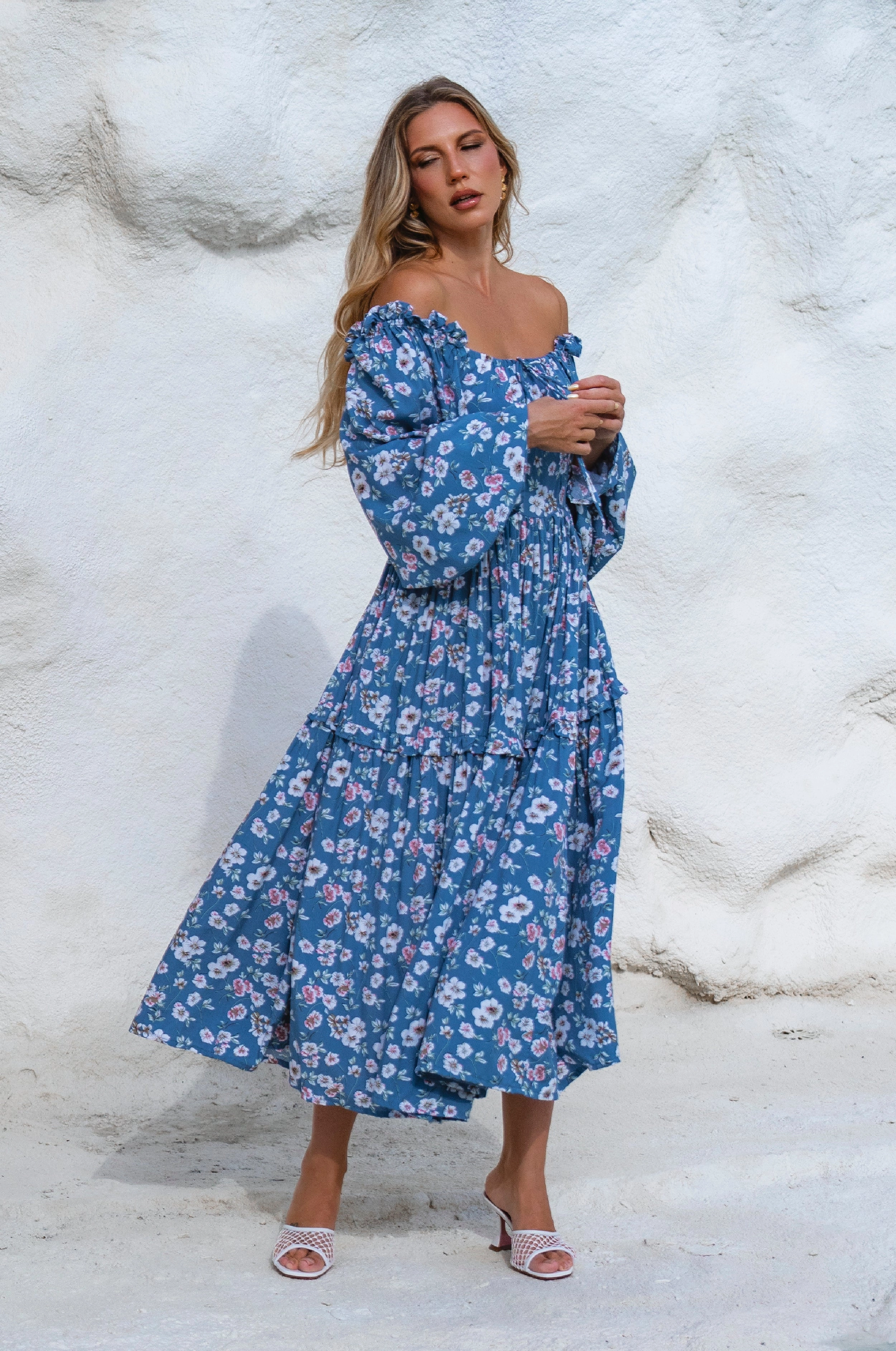 Floriana Long Sleeve Midi Dress Movement Friendly