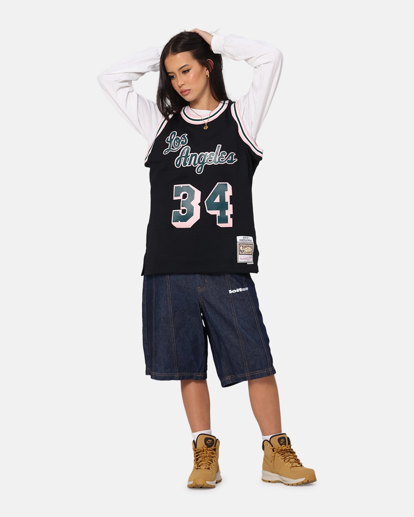 BreathableMeshInsert Mitchell & Ness Los Angeles Lakers Shaquille O'Neal 'Deep Emerald' Swing Jersey Black