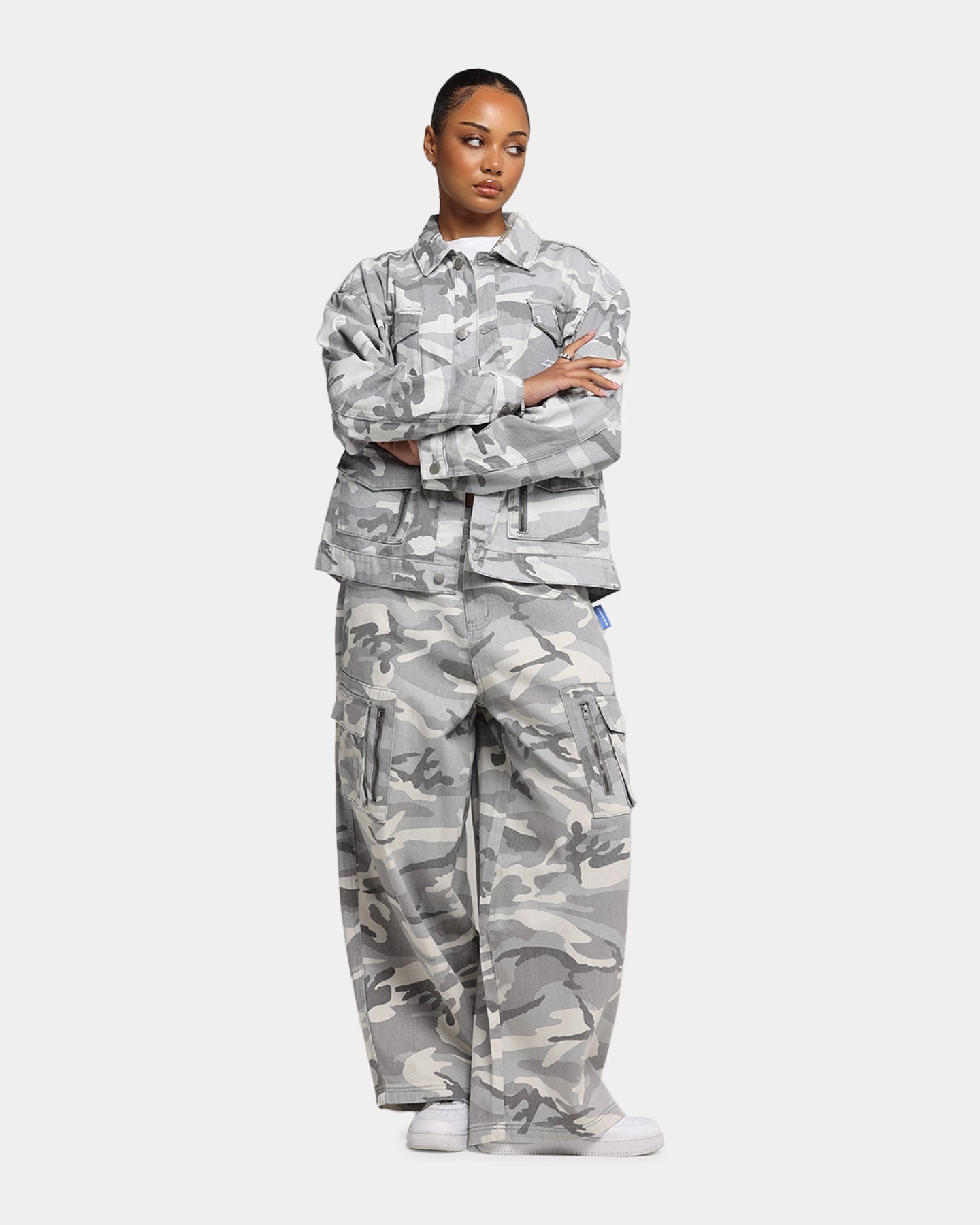 Stretchable Blend Loiter Combat Utility Jacket Snow Camo