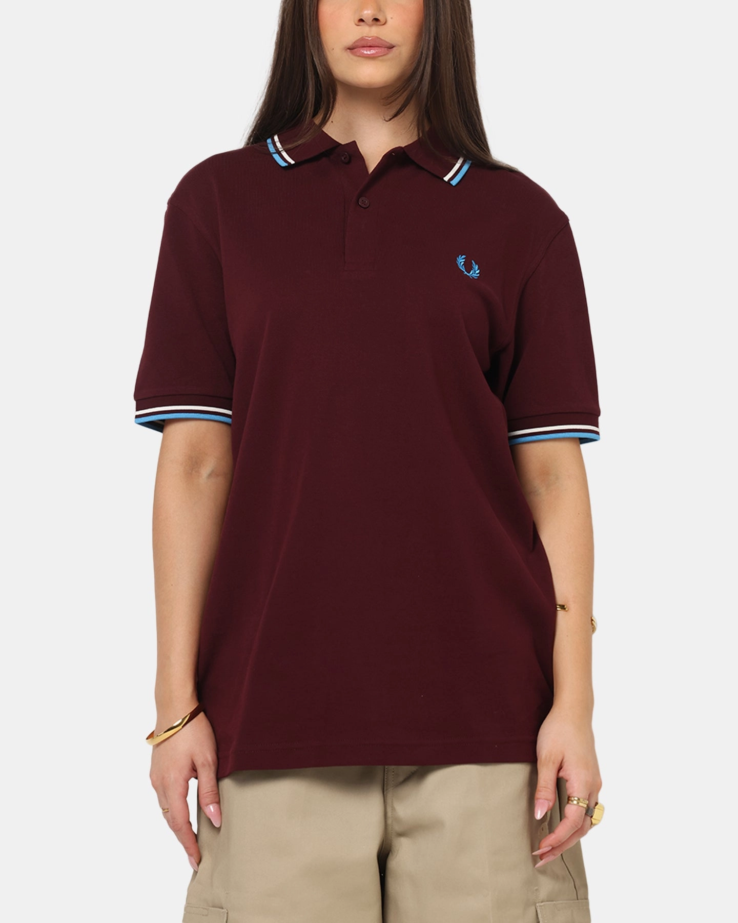 Fred Perry Twin Tipped Polo Shirt Oxblood Odor Control Finish High Thread Count Cotton