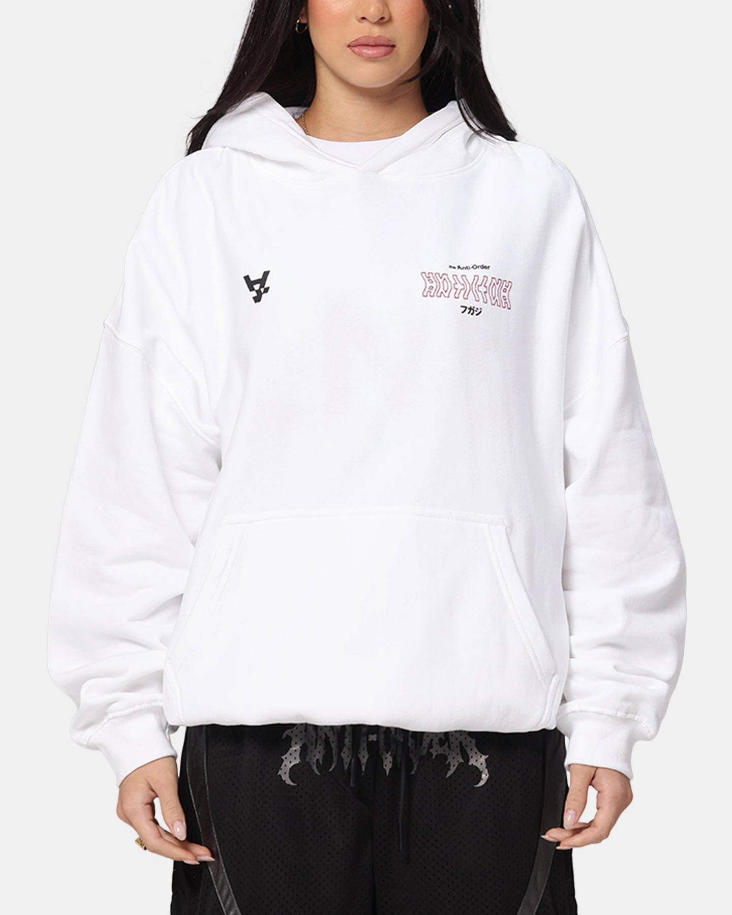 The Anti Order Freedom Boxy Hoodie White Variable Tension Adjustment