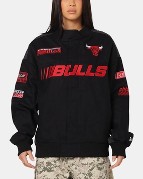 New Era Chicago Bulls NBA Motorsport Jacket Black Hidden Pocket Design