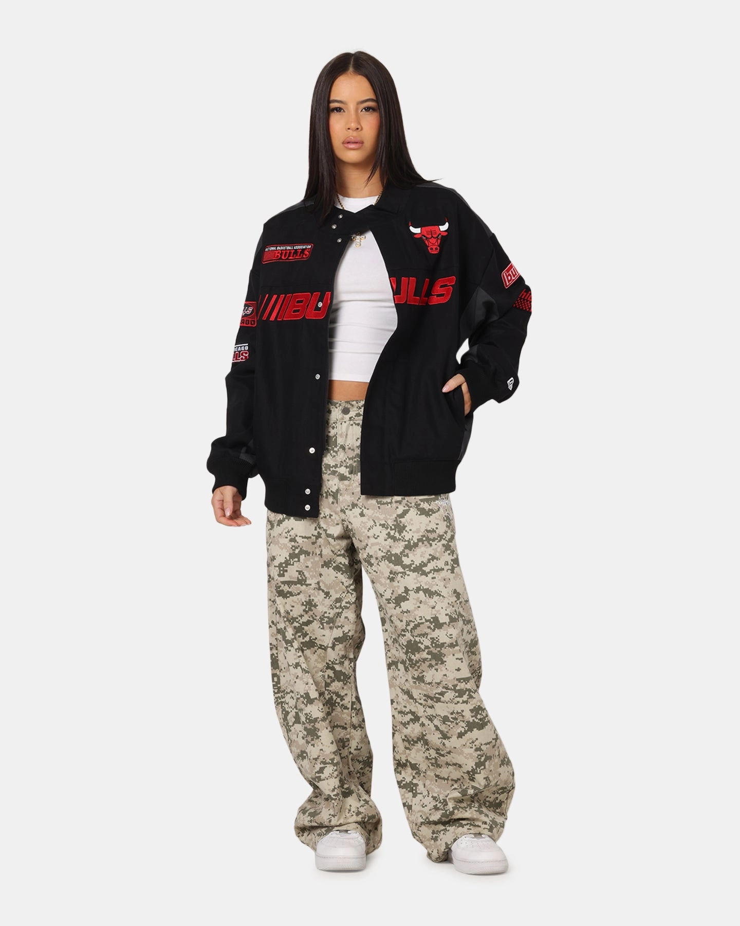 New Era Chicago Bulls NBA Motorsport Jacket Black Tagless Comfort Collar