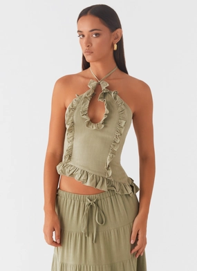 CompressionFit Mariella Linen Top - Sage