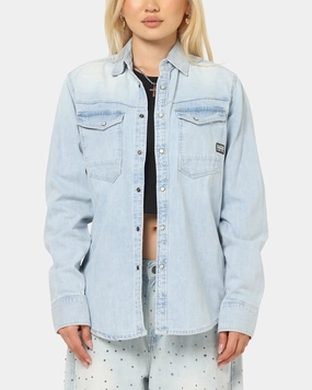 Tear Resistant Layered Look G-Star Dakota Slim Long Sleeve Shirt Faded Blue