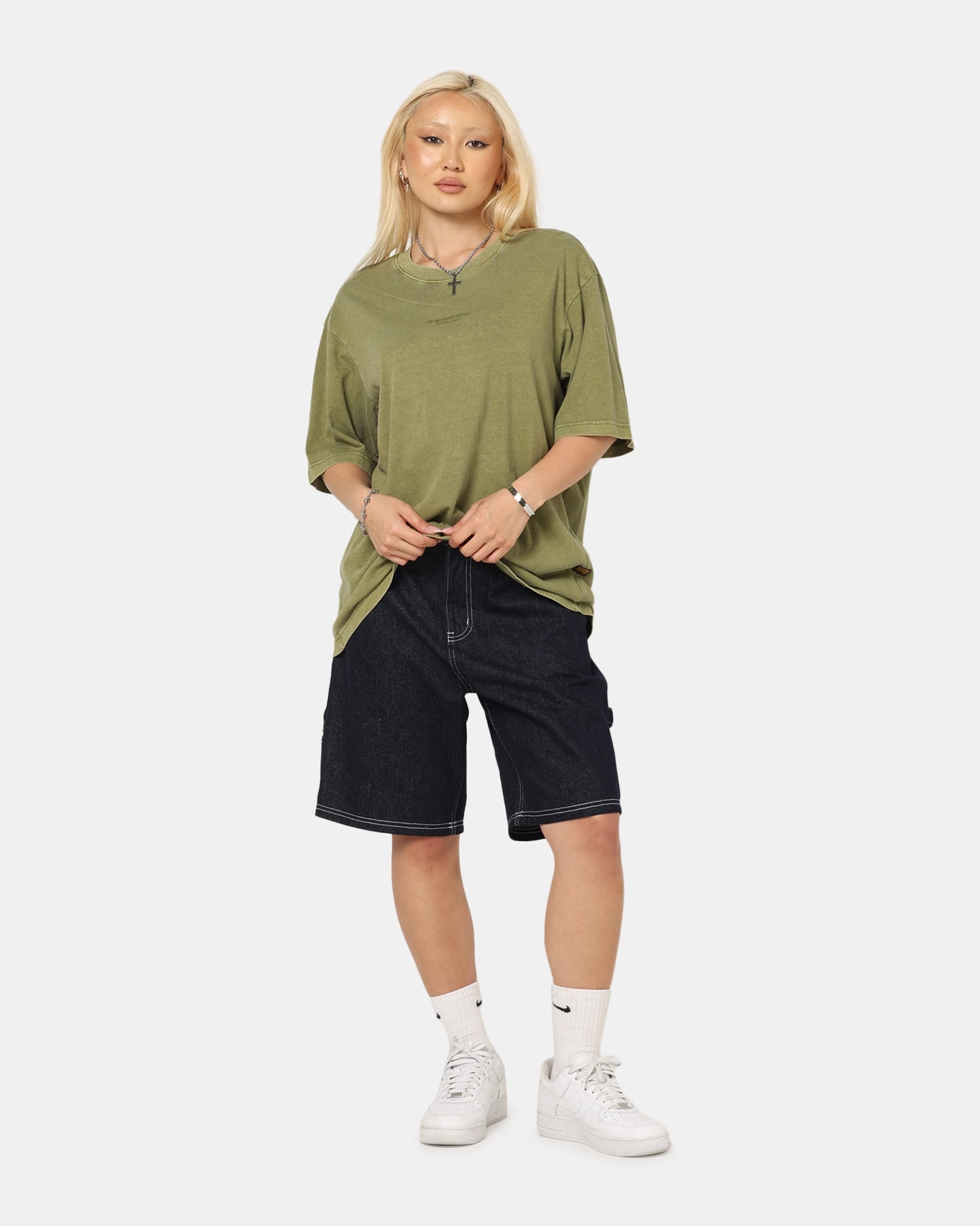 Temperature Control Fabric HighDurabilityWeave G-Star Overdyed Center Chest Boxy T-Shirt Turf Green