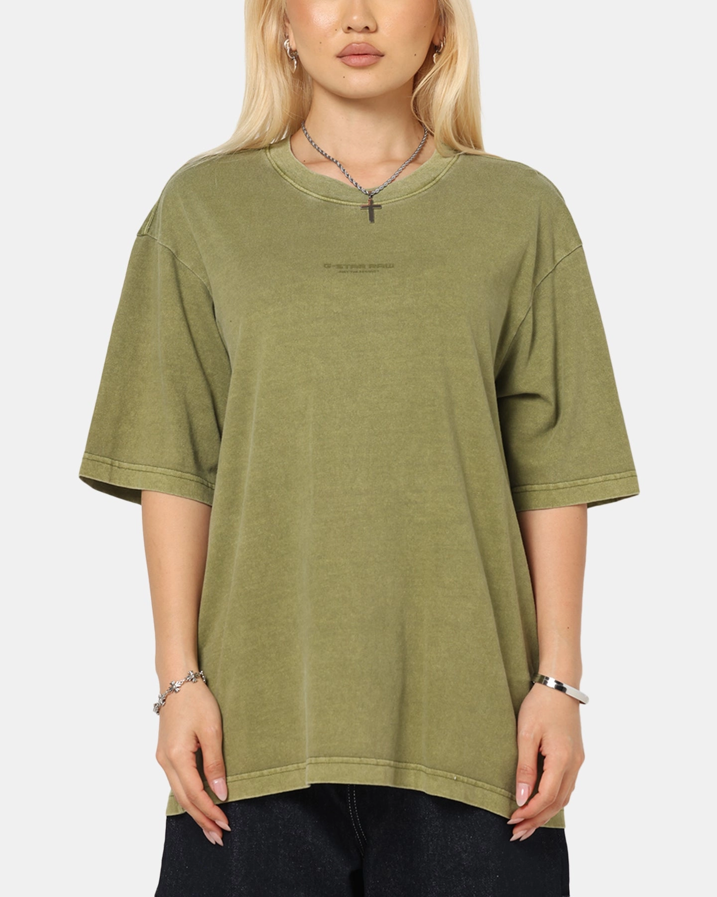 Stay Cool Technology Ventilation Panel G-Star Overdyed Center Chest Boxy T-Shirt Turf Green