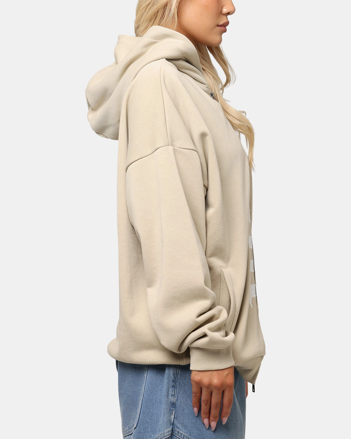 Saint Morta Gothic Distressed Zip Hoodie Stone Soft Touch Blend All Over Print Technique