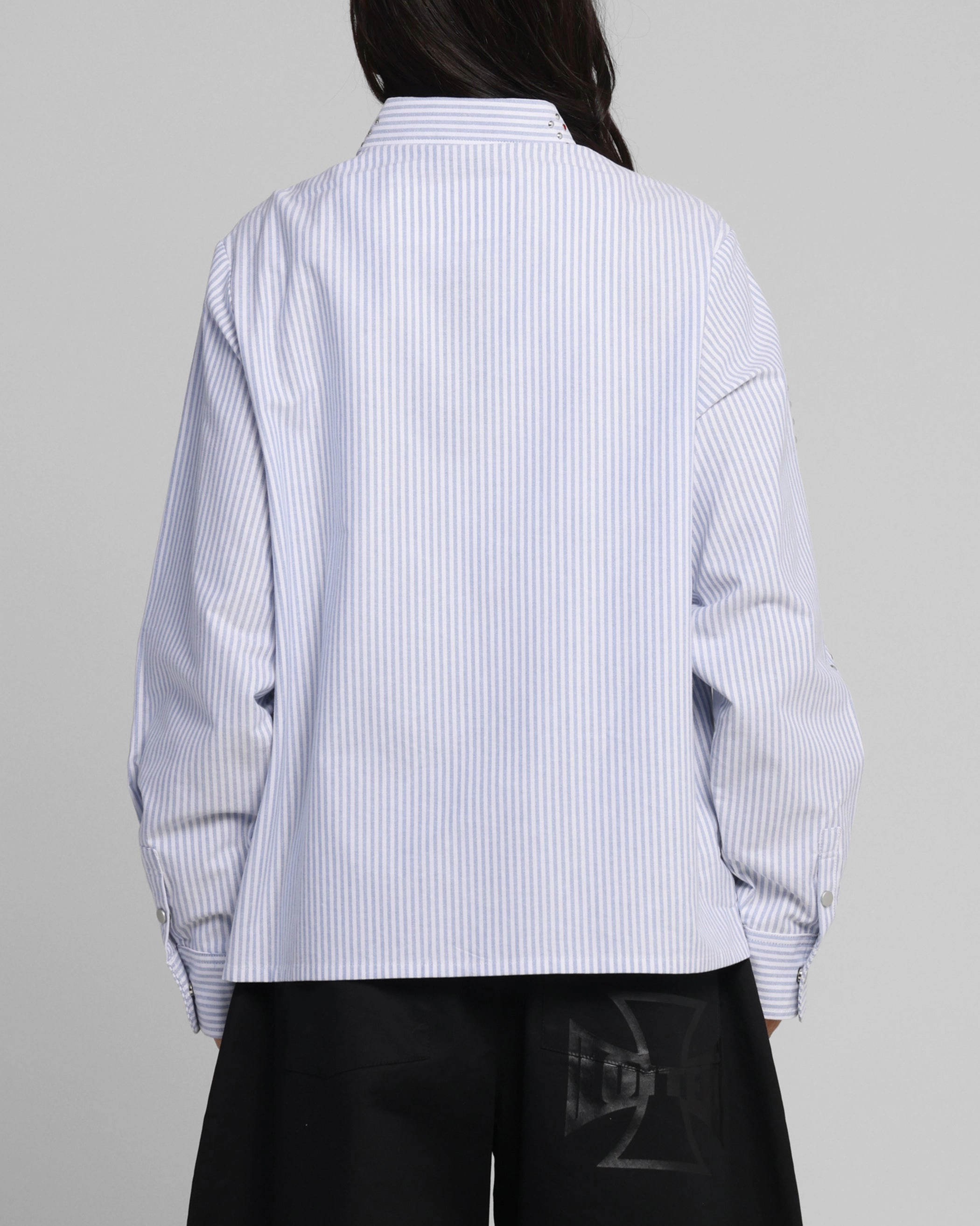 Loiter Western Long Sleeve Button Up Shirt Blue/White Tencel Cotton Hybrid Weave Slim Fit Design