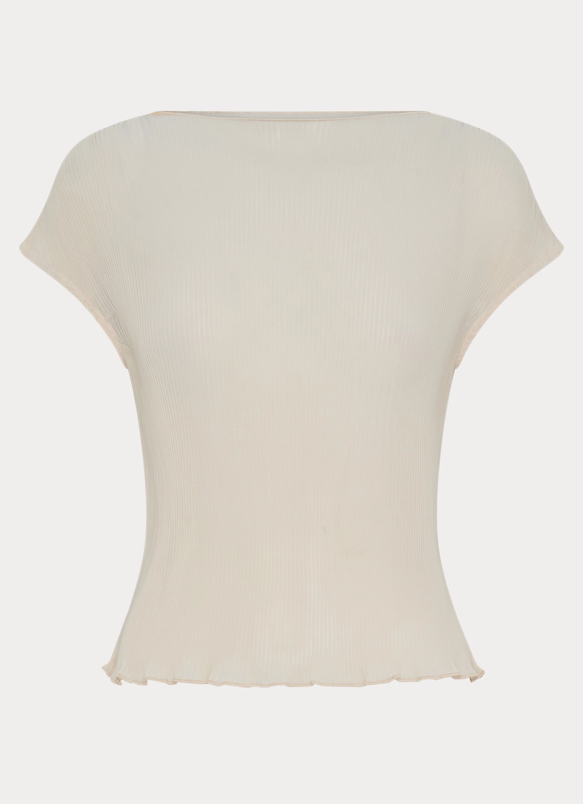 VNeckReinforcement Bound Seam Edges Gemma Cap Sleeve Top - Ivory