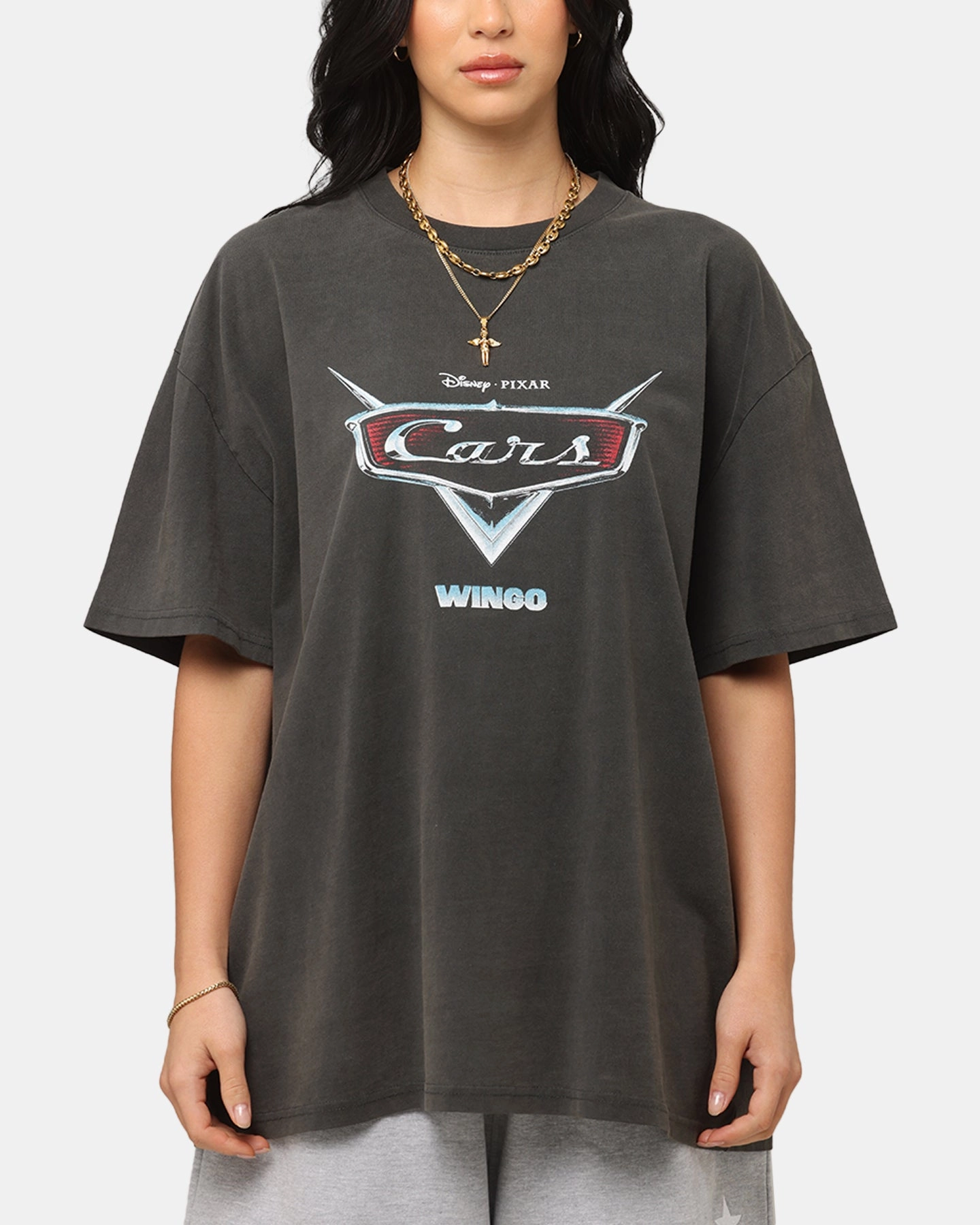 Layered Panel Design UltraSoft Blend Goat Crew Disney And Pixar Cars Wingo Heavy T-Shirt Black Wash