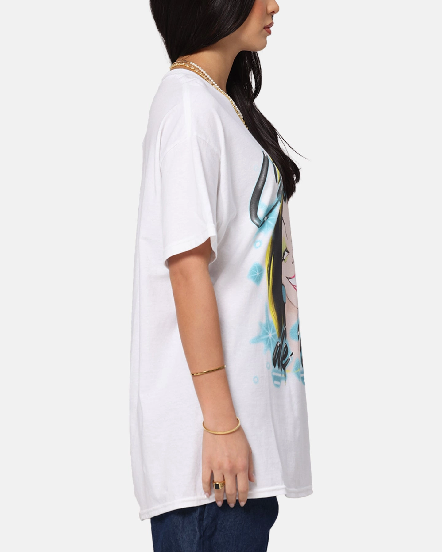 Relaxed Tank Goat Crew Disney Cruella De Vil Airbrush T-Shirt White