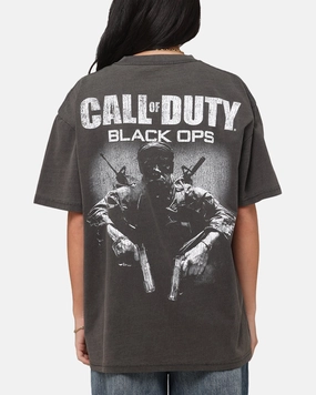 Hidden Storage Pocket Goat Crew X Call Of Duty Black Ops Heavy T-Shirt Black Wash