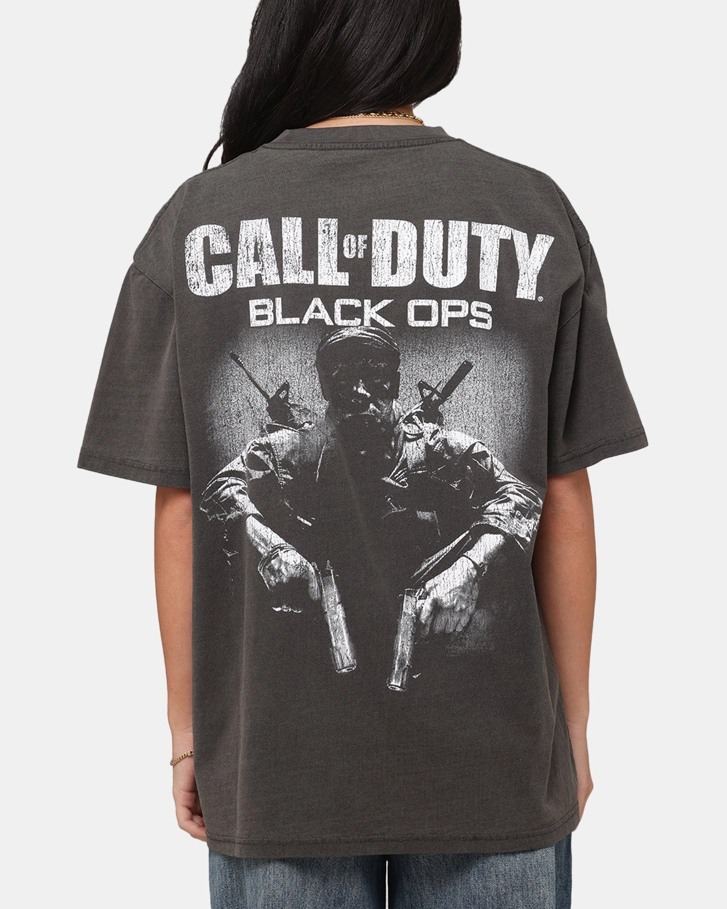 Hidden Storage Pocket Goat Crew X Call Of Duty Black Ops Heavy T-Shirt Black Wash