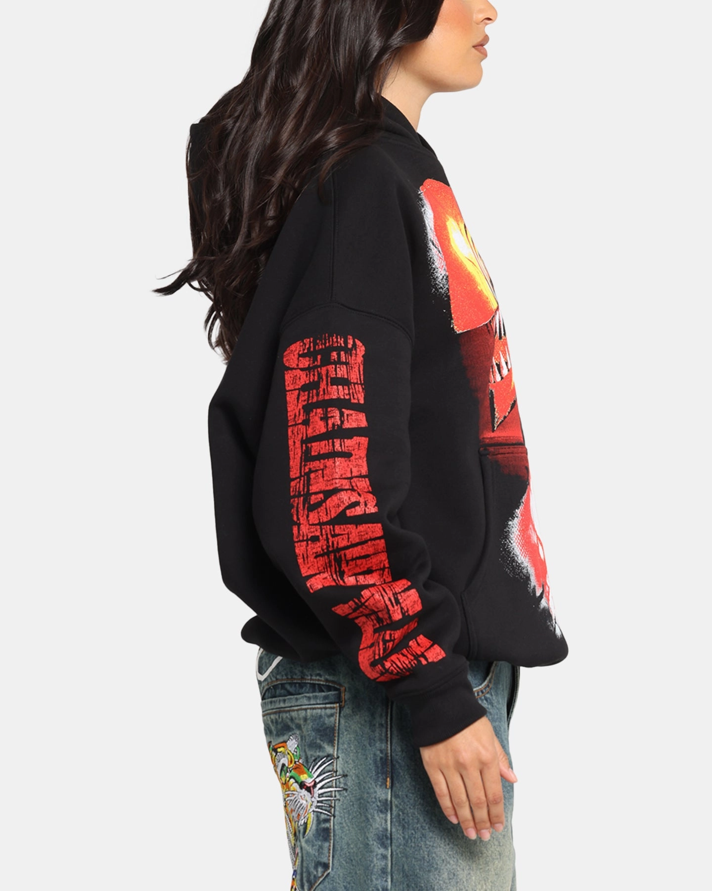 Goat Crew X Chainsaw Man Premium Hoodie Black Raglan Sleeve Compact Weave Fabric