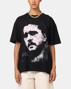 Goat Crew X Game Of Thrones Jon Snow Heavy T-Shirt Black Contrast Stitch FoldableFeature