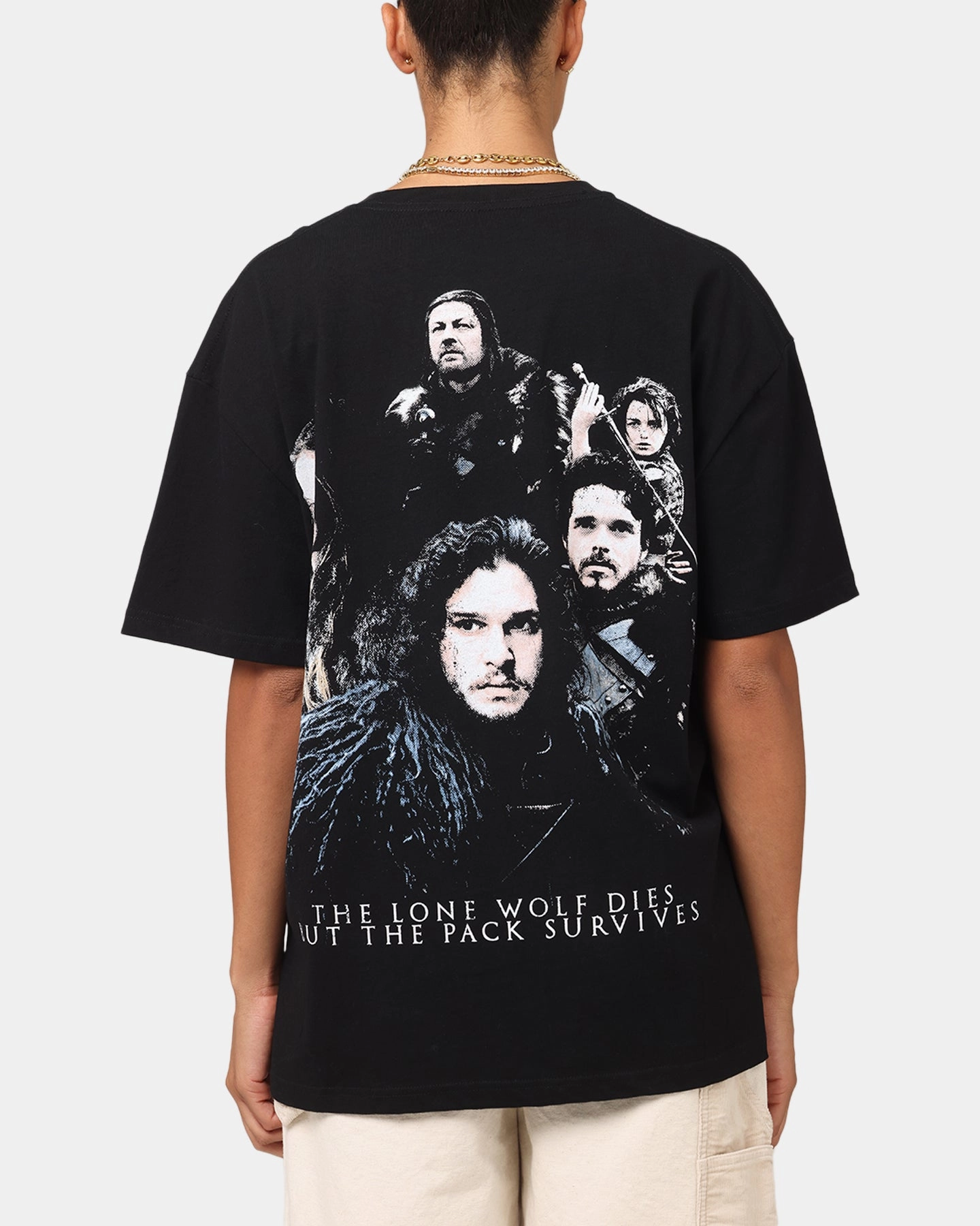 Goat Crew X Game Of Thrones Jon Snow Heavy T-Shirt Black Lightweight Weave Material Unstructured Fit
