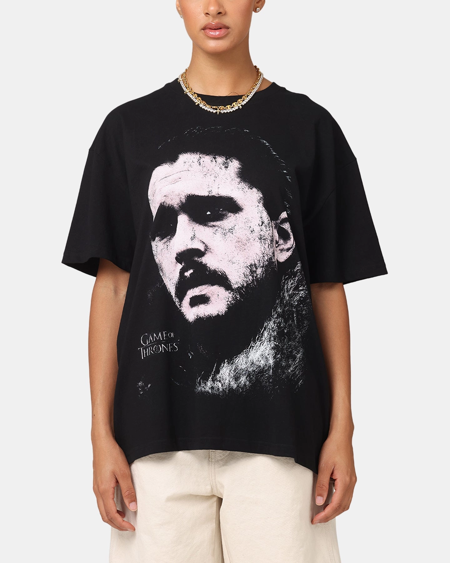 Goat Crew X Game Of Thrones Jon Snow Heavy T-Shirt Black Contrast Stitch FoldableFeature