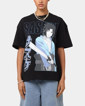 Snag Proof Weave Goat Crew X Naruto Sasuke T-Shirt Black