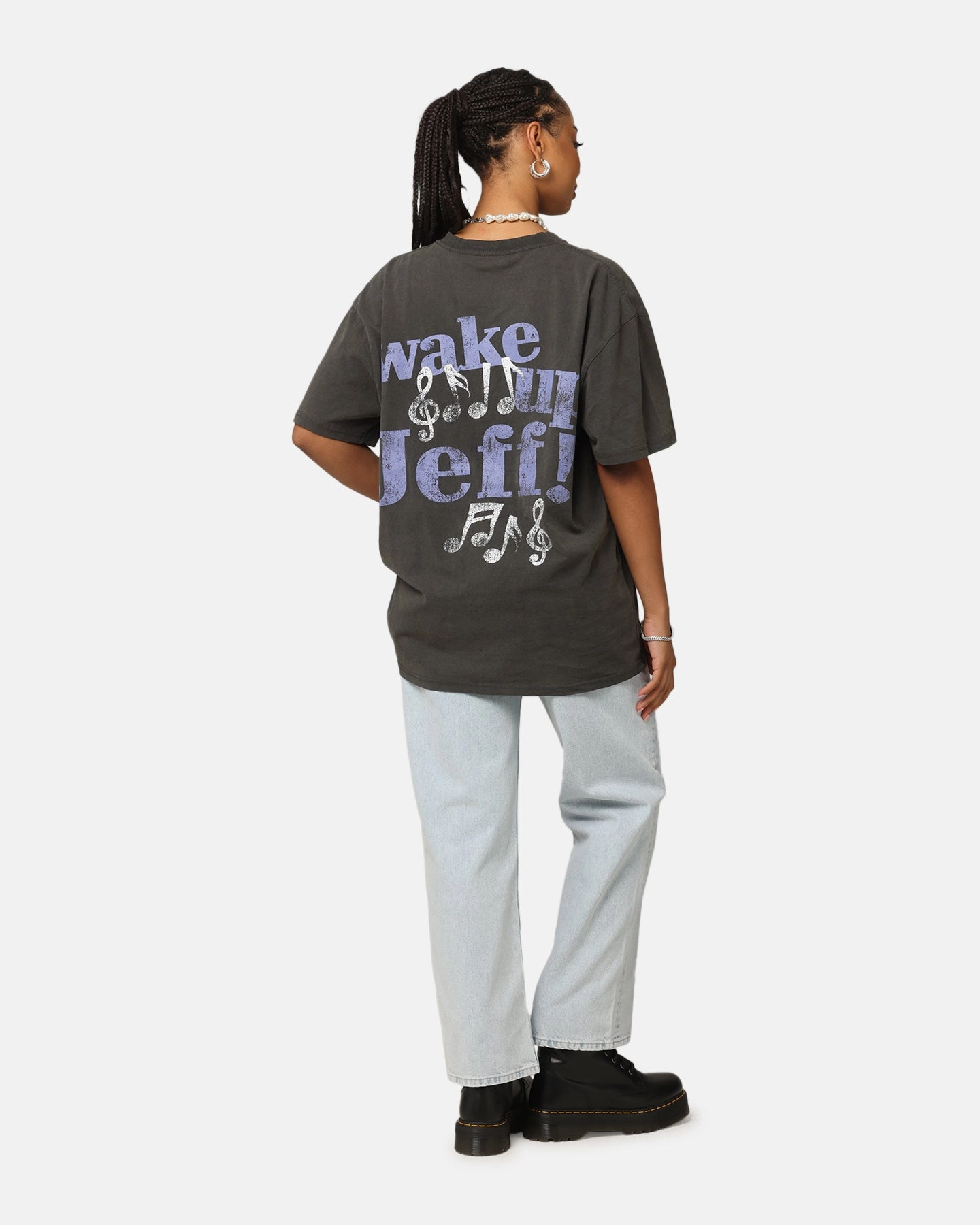 Goat Crew X The Wiggles Wake Up Jeff Heavy T-Shirt Black Wash FullCut Shoulder QuickDrying