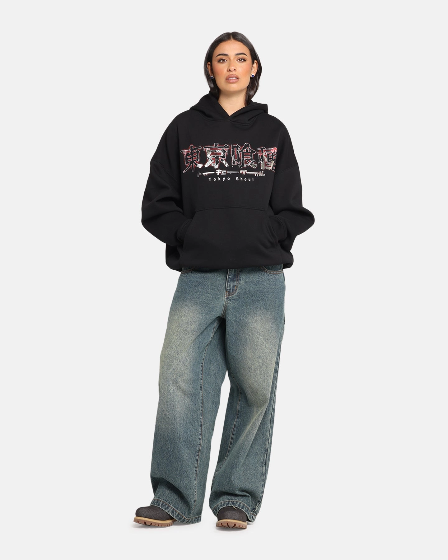 Lightweight pullover Goat Crew X Tokyo Ghoul Kaneki Premium Hoodie Black