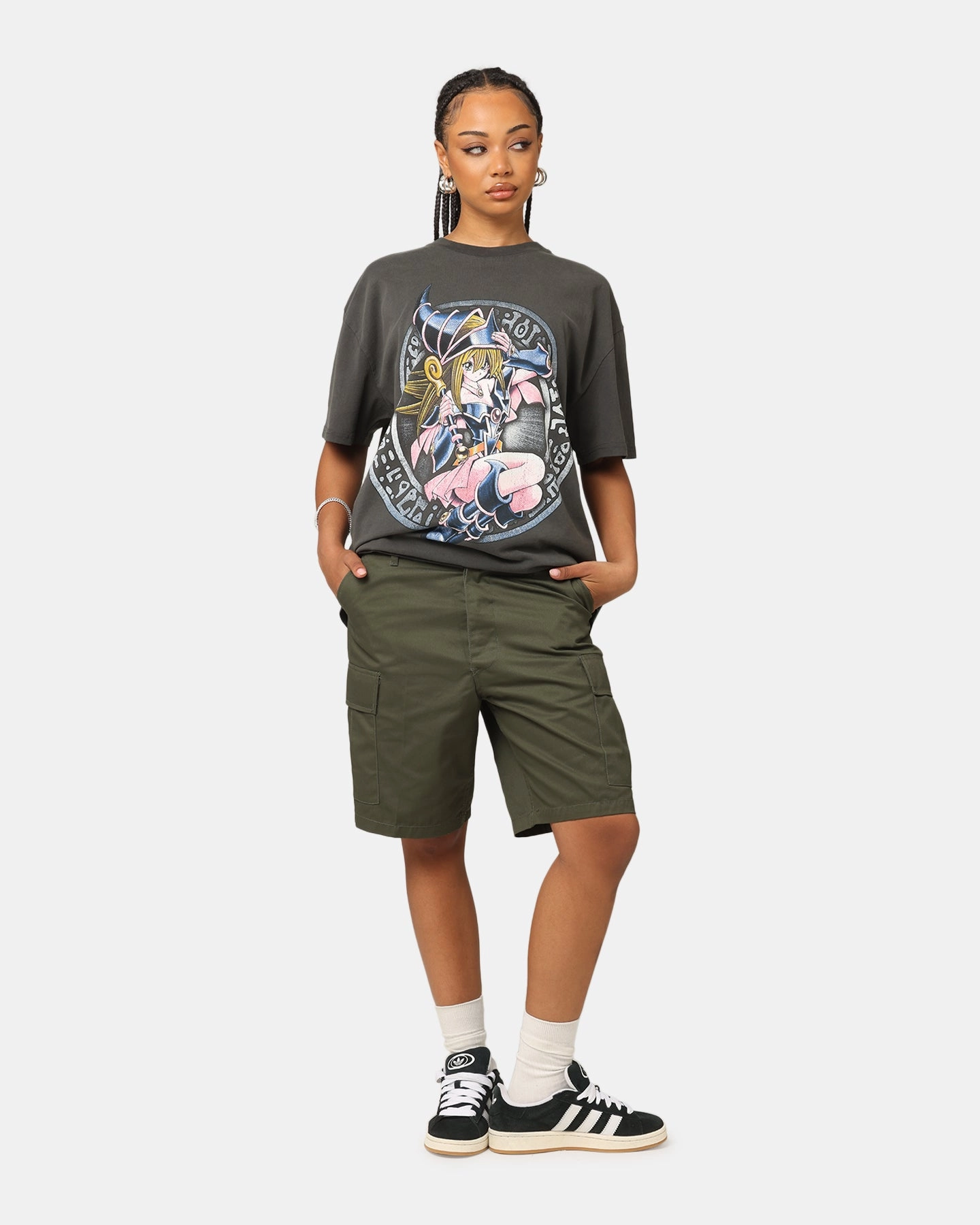 Goat Crew X Yu-Gi-Oh! Dark Magician Girl Card Heavy T-Shirt Black Wash Lightweight Fabric LowProfileZipperSystem