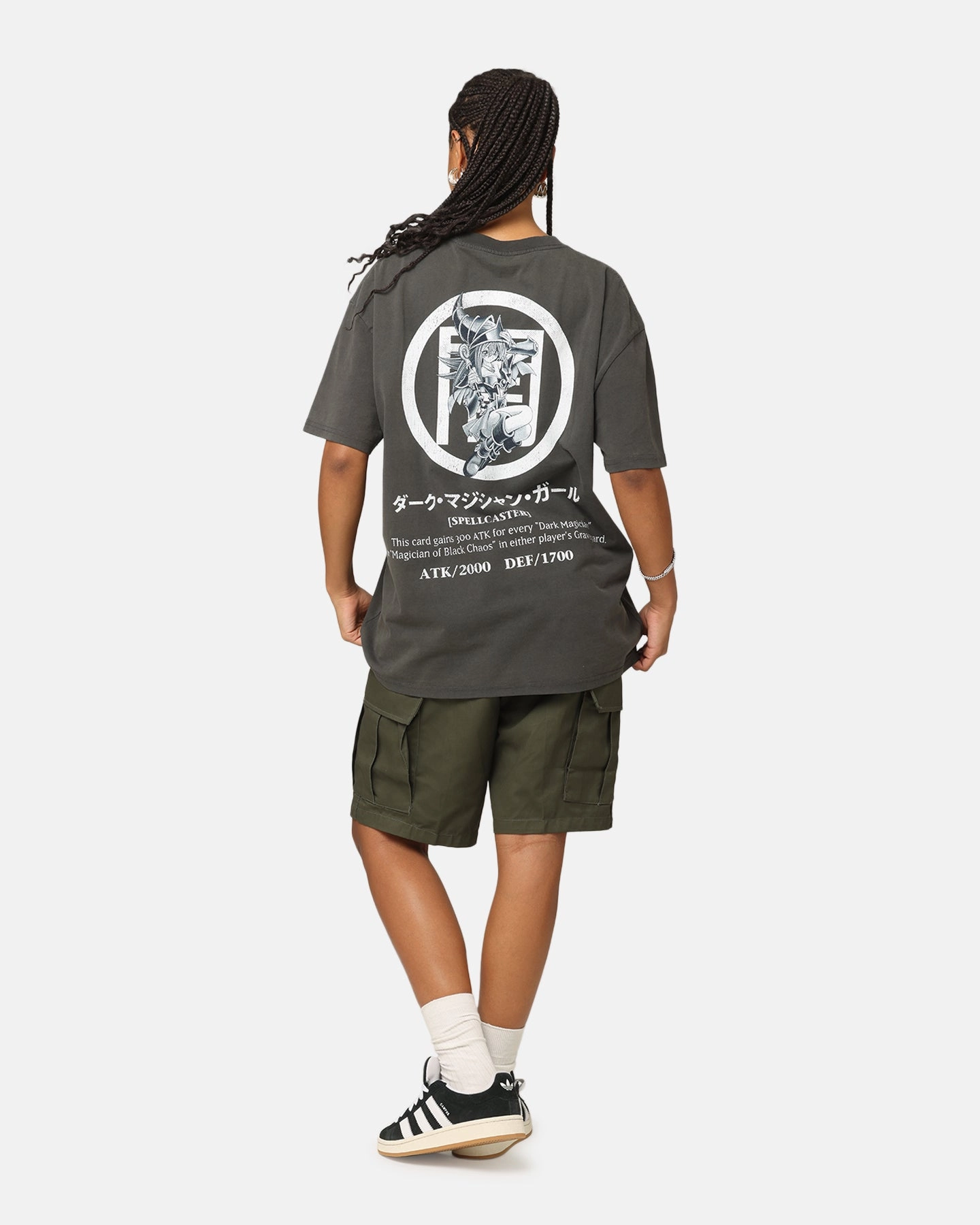 Sun Protective Fabric SoftTouchFinish Goat Crew X Yu-Gi-Oh! Dark Magician Girl Card Heavy T-Shirt Black Wash