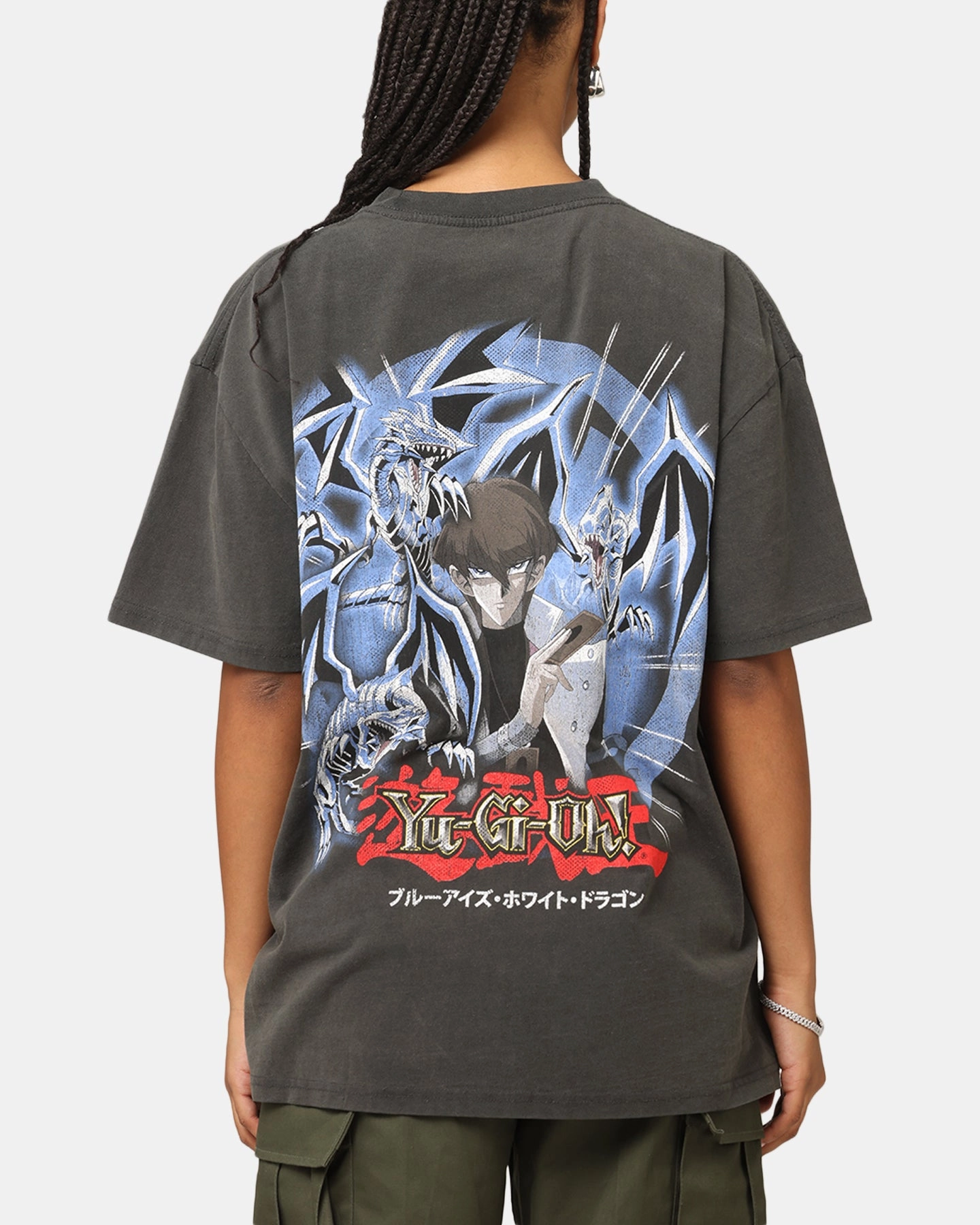 Goat Crew X Yu-Gi-Oh! Kaiba Blue Eyes Heavy T-Shirt Black Wash TactileWeave